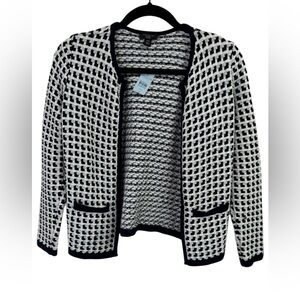 NWT ANN TAYLOR black and white houndstooth cardigan SIZE XXSP